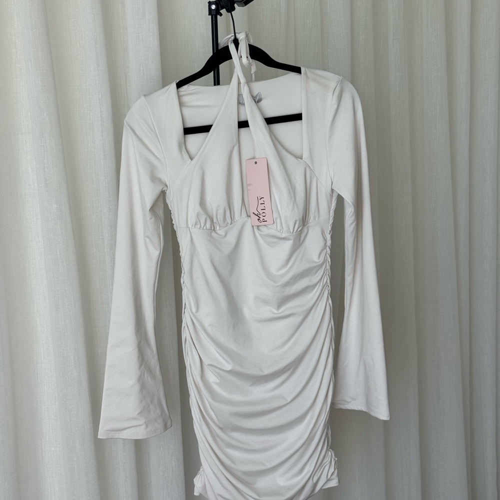 Oh Polly halter bodycon bell-sleeve mini dress NWT